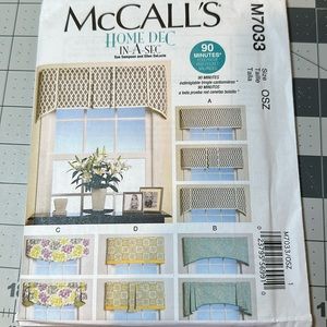 McCalls sewing pattern m7033 Valences